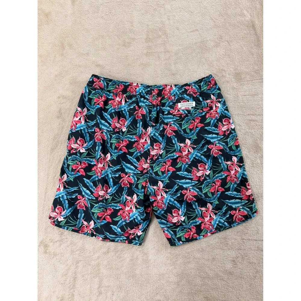 Fair‎ Harbor Swim trunks Shorts Men's XL Colorful Botanical Print AOP Lined EUC